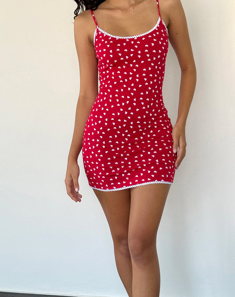 Riniki Mini Vestido Bodycon en Rojo Corazón