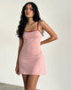 Imagen de Riniko Minivestido en rosa dama con ribetes en rojo adrenalina