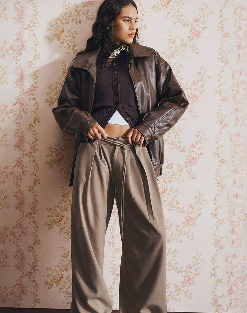 Imagen de Rivela Tie Waist Trouser in Taupe