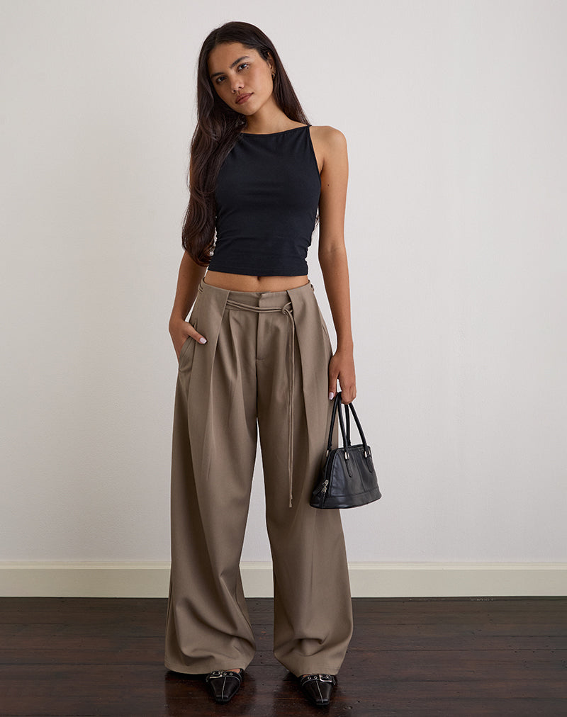 Imagen de Rivela Tie Waist Trouser in Taupe