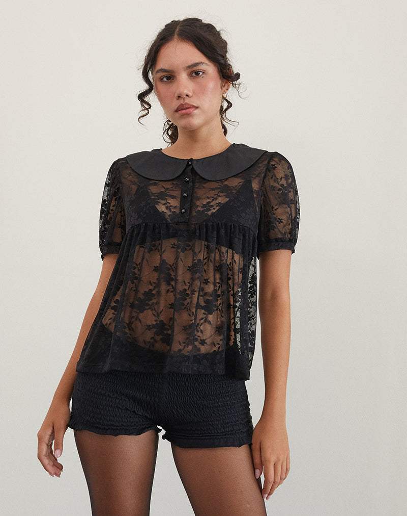Imagen de Rochea Blusa de encaje sin forro Negro