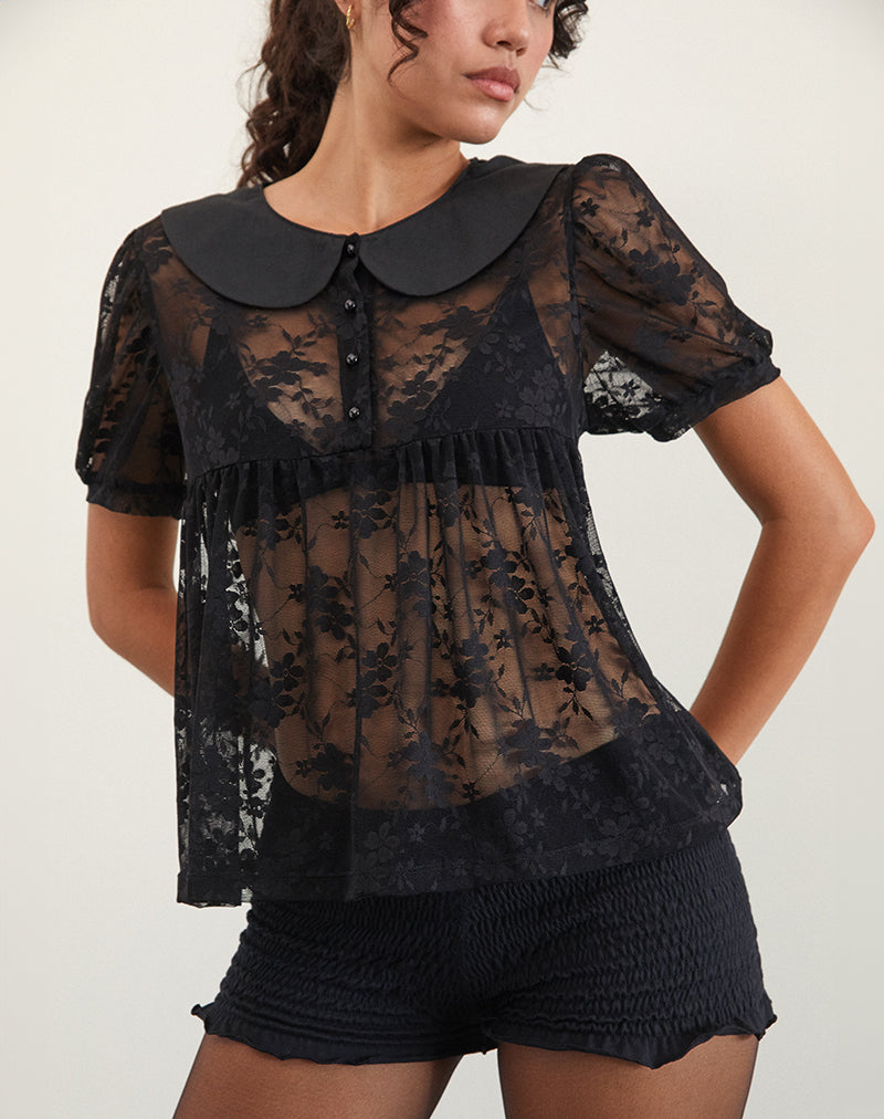 Imagen de Rochea Blusa de encaje sin forro Negro
