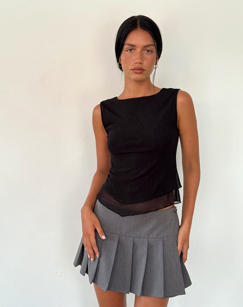 Imagen de Rochie Top asimétrico de malla Negro