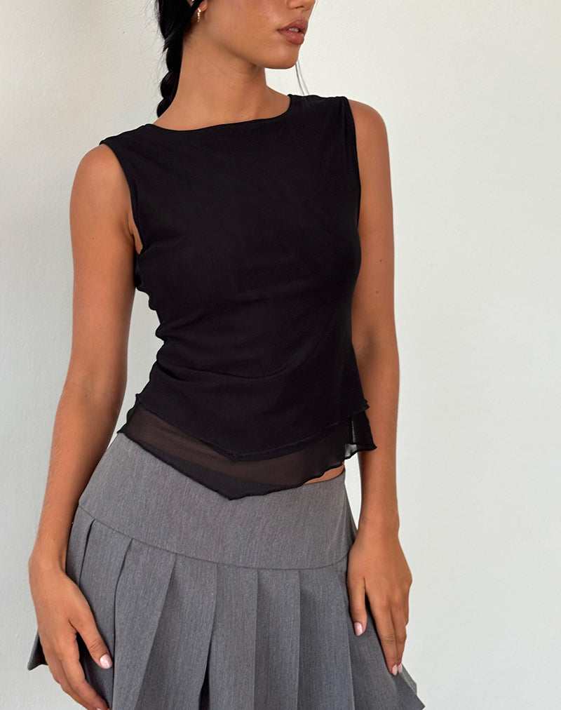 Imagen de Rochie Top asimétrico de malla Negro