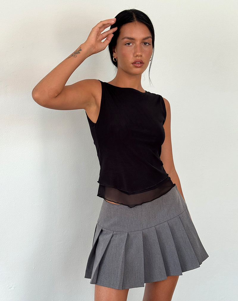 Imagen de Rochie Top asimétrico de malla Negro