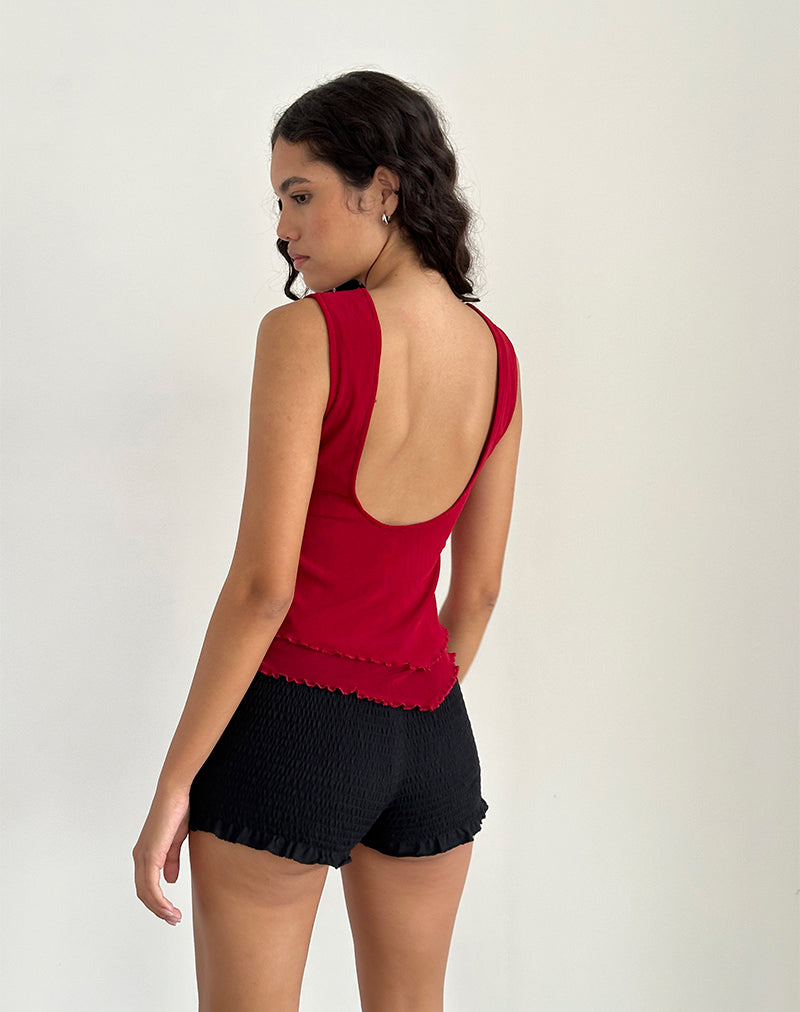 imagen de Rochie Asymmetric Top in Mesh Cherry