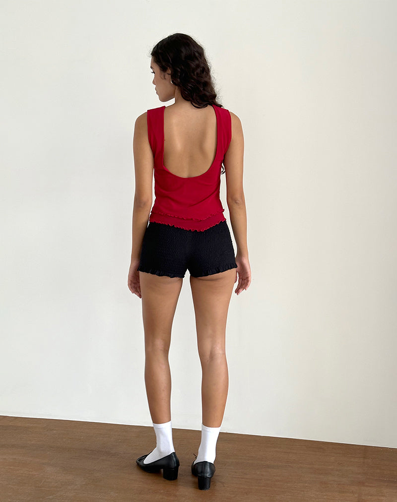 imagen de Rochie Asymmetric Top in Mesh Cherry