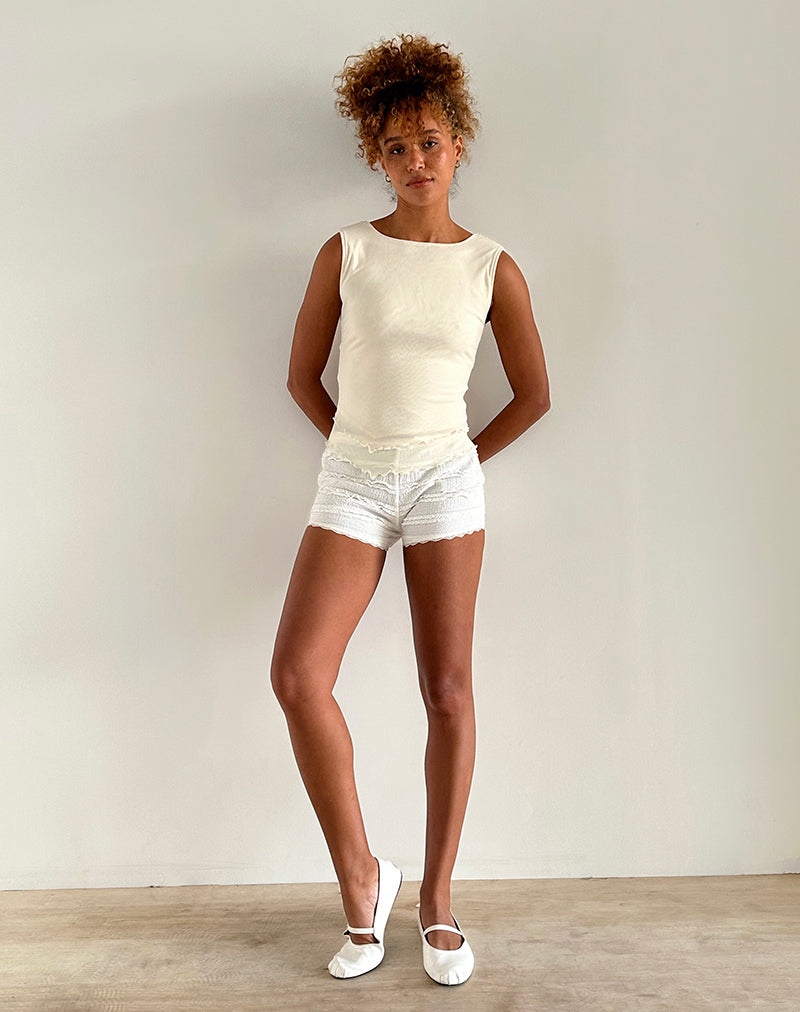 Imagen de Rochie Top asimétrico en malla Crema