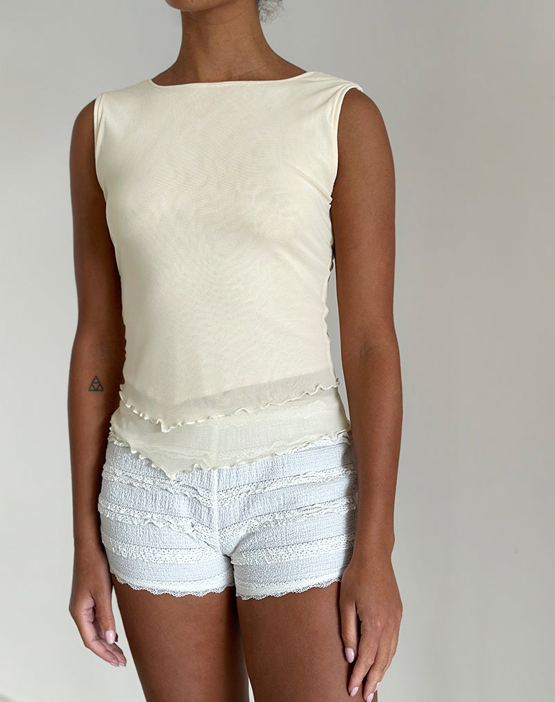 Imagen de Rochie Top asimétrico en malla Crema