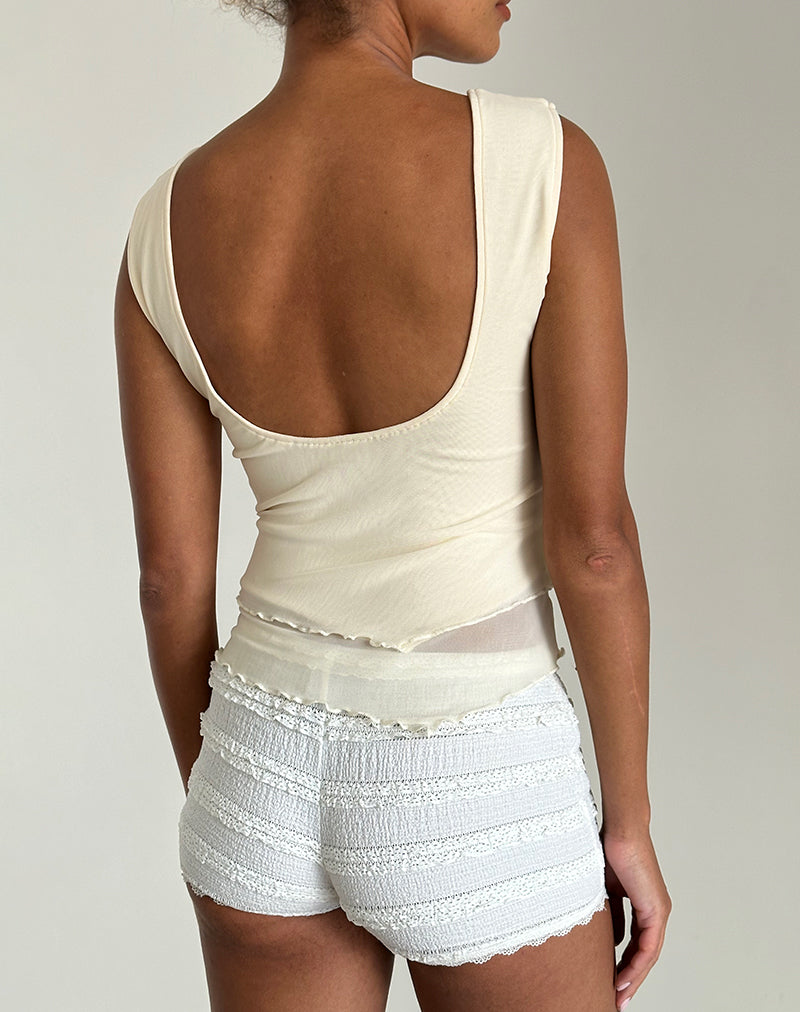 Imagen de Rochie Top asimétrico en malla Crema