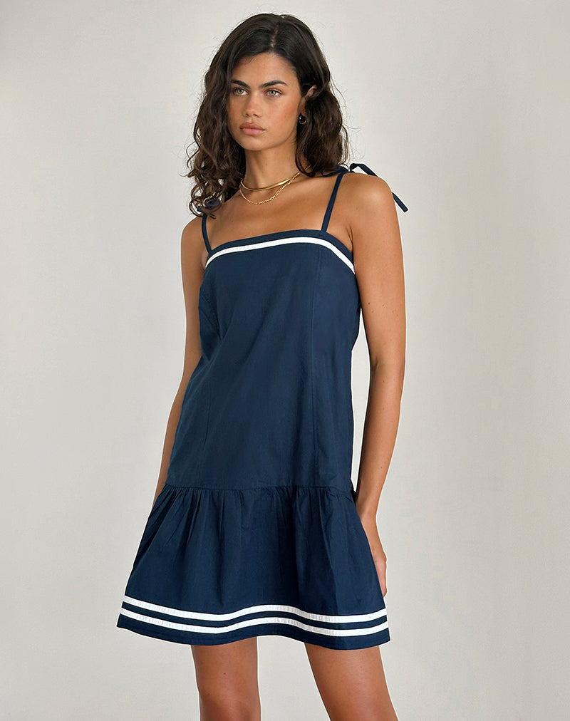 Rodha Cami Mini Dress en popelina azul marino