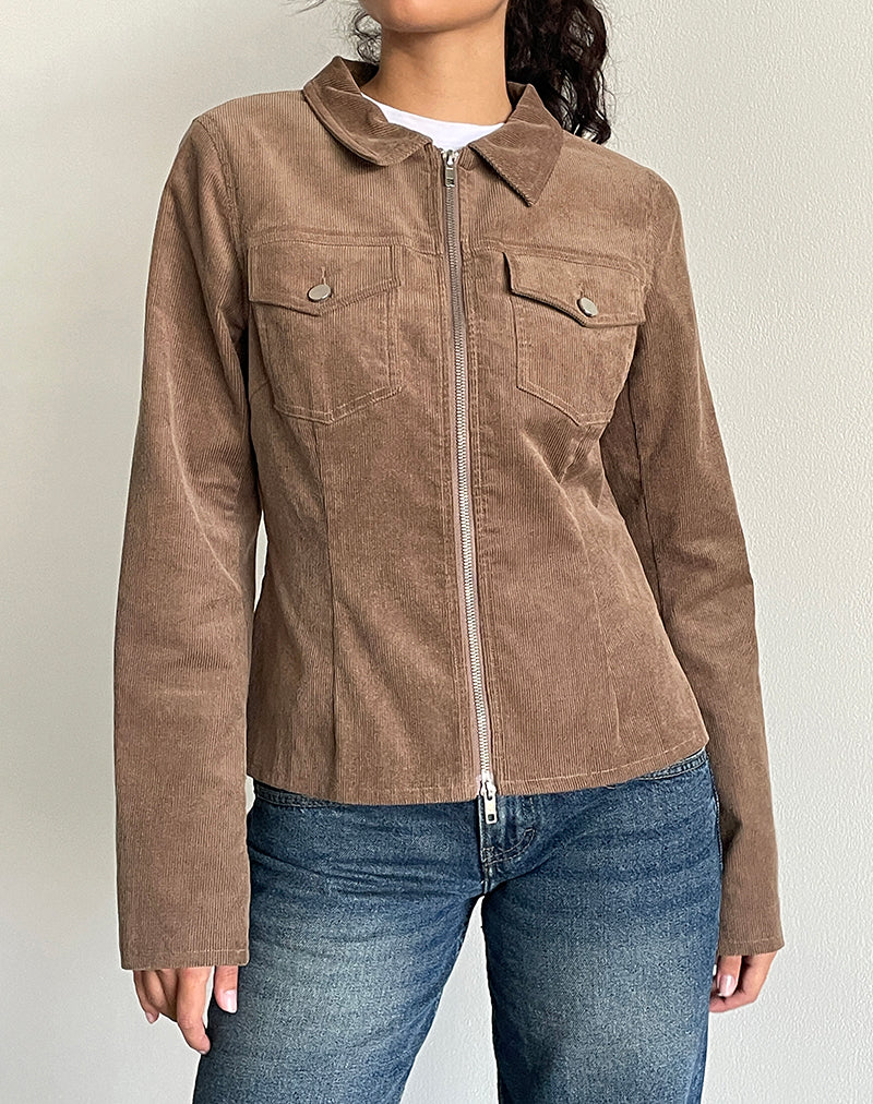 Chaqueta entallada Rohana en cordón bebé marrón nuez