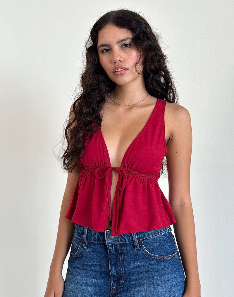 Imagen de Rolia Tie Front Top en Rojo Adrenalina