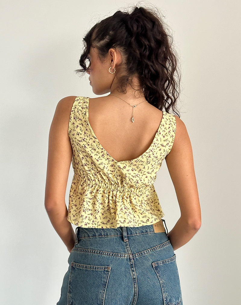 Imagen de Rolia Tie Front Top in Flowing Flower Yellow