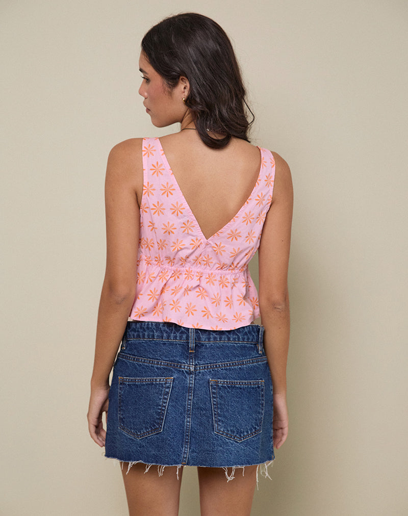 Imagen de Rolia Tie Front Top in Tile Flower Pink