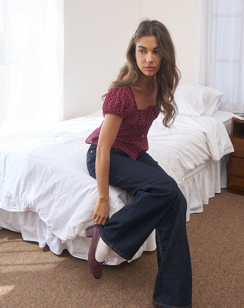 Imagen de Rolina Blusa de gasa Mini Polka Borgoña