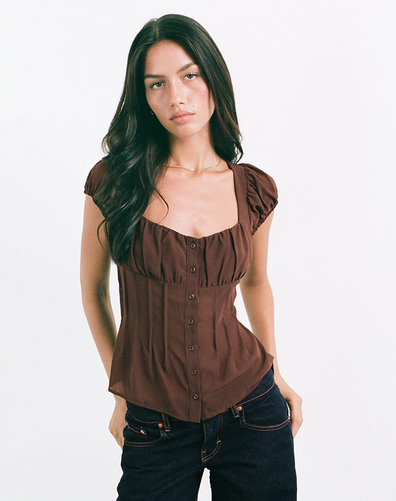 Imagen de la blusa Rolina de gasa marrón