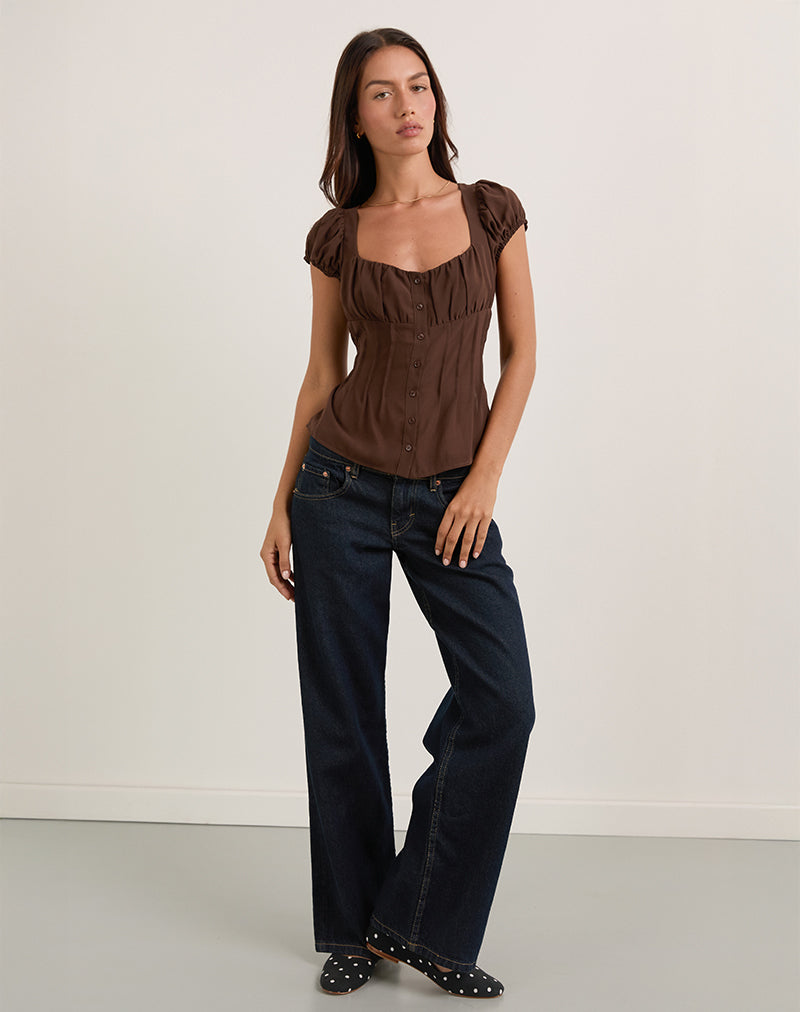 Imagen de la blusa Rolina de gasa marrón