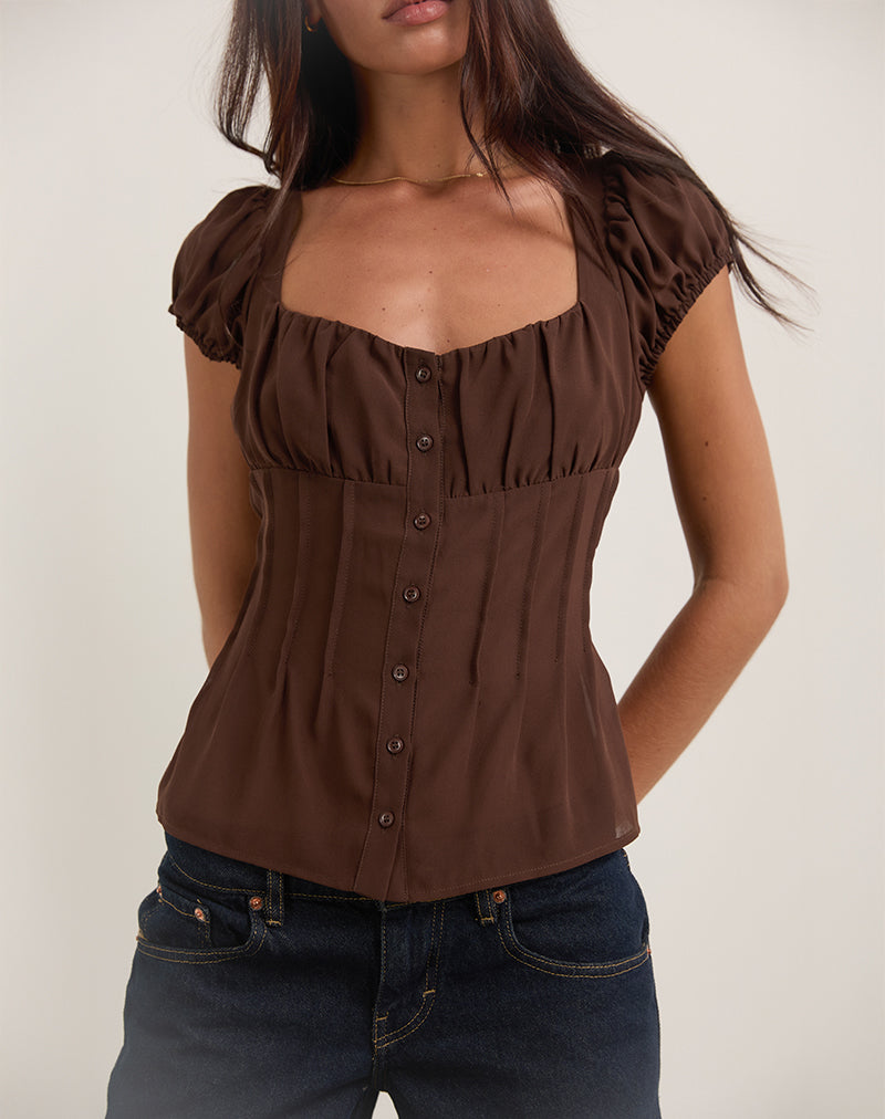 Imagen de la blusa Rolina de gasa marrón