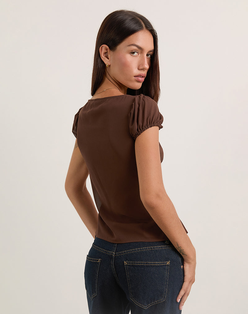 Imagen de la blusa Rolina de gasa marrón
