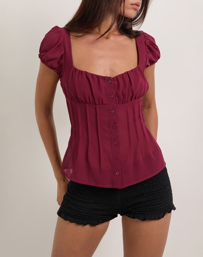Imagen de Rolina Blusa de gasa Borgoña