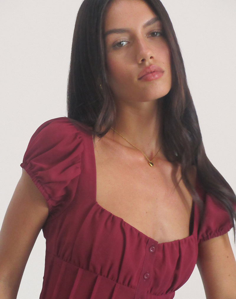 Blusa Rolina de gasa burdeos