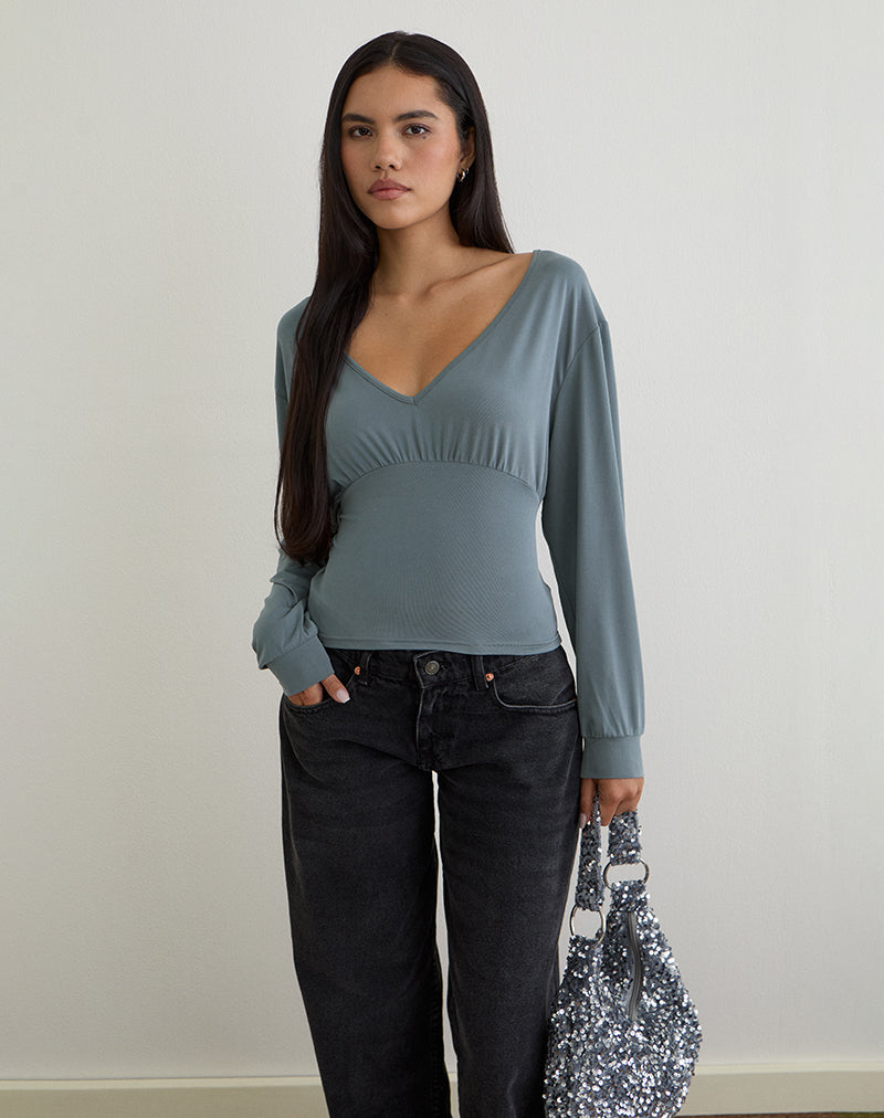 Top Romari en azul ceniza