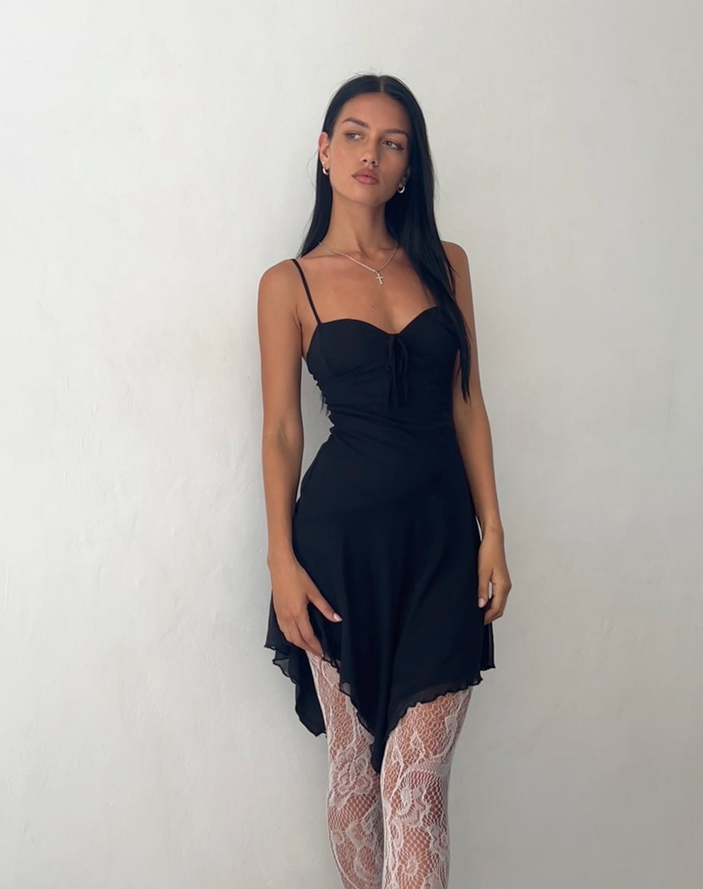 Minivestido Romily Tie Front de malla negra