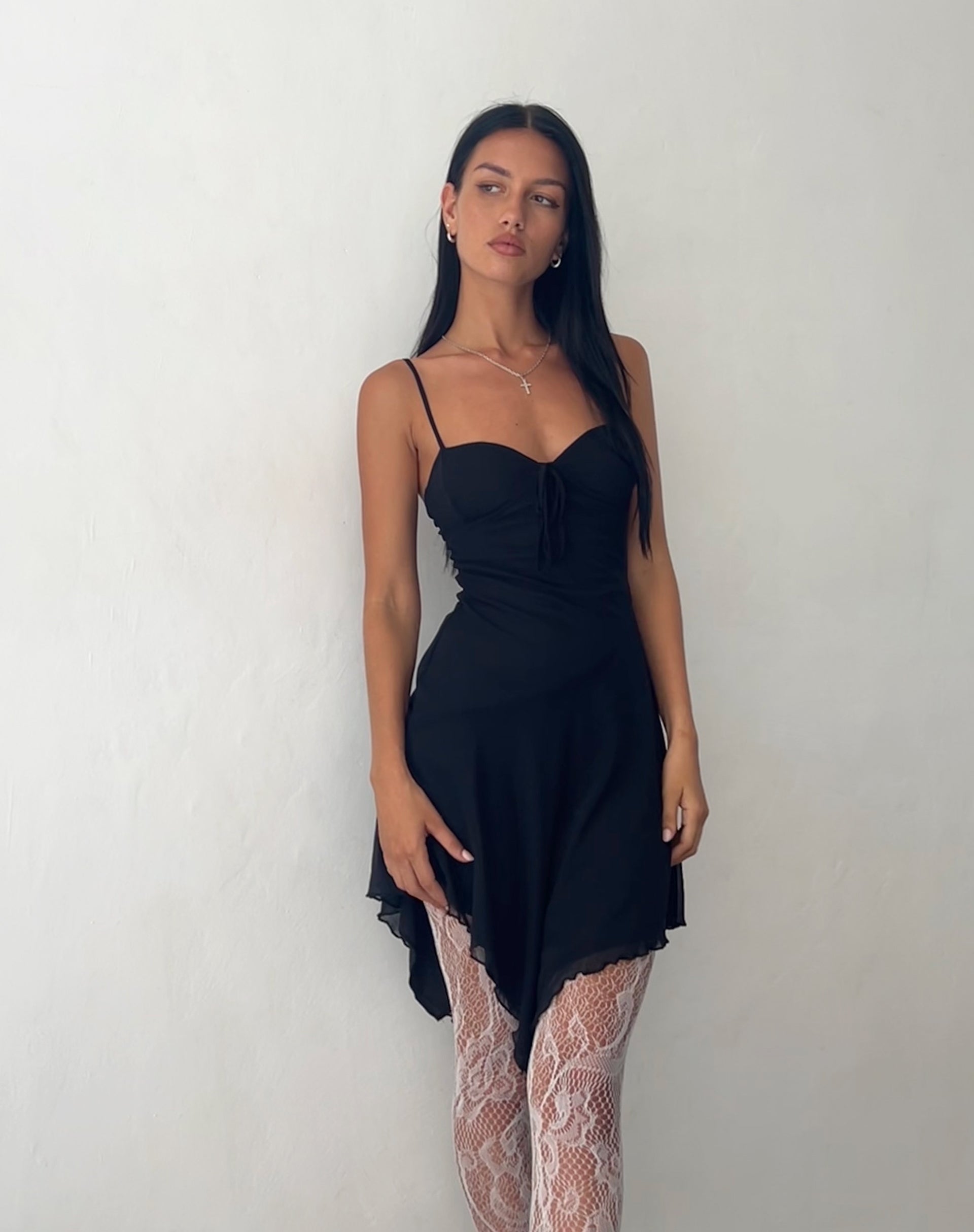 Imagen de Romily Tie Front Mini Dress in Black Mesh