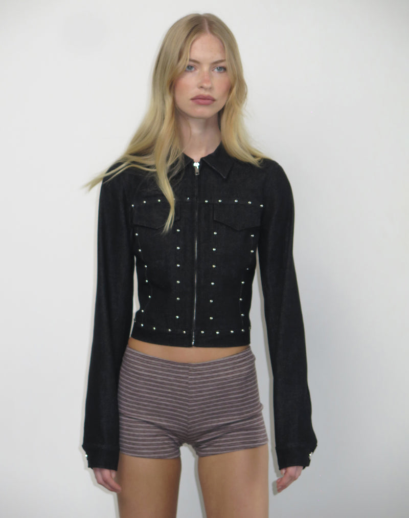 Imagen de Ronira Chaqueta Chambray Tachuelas en Negro