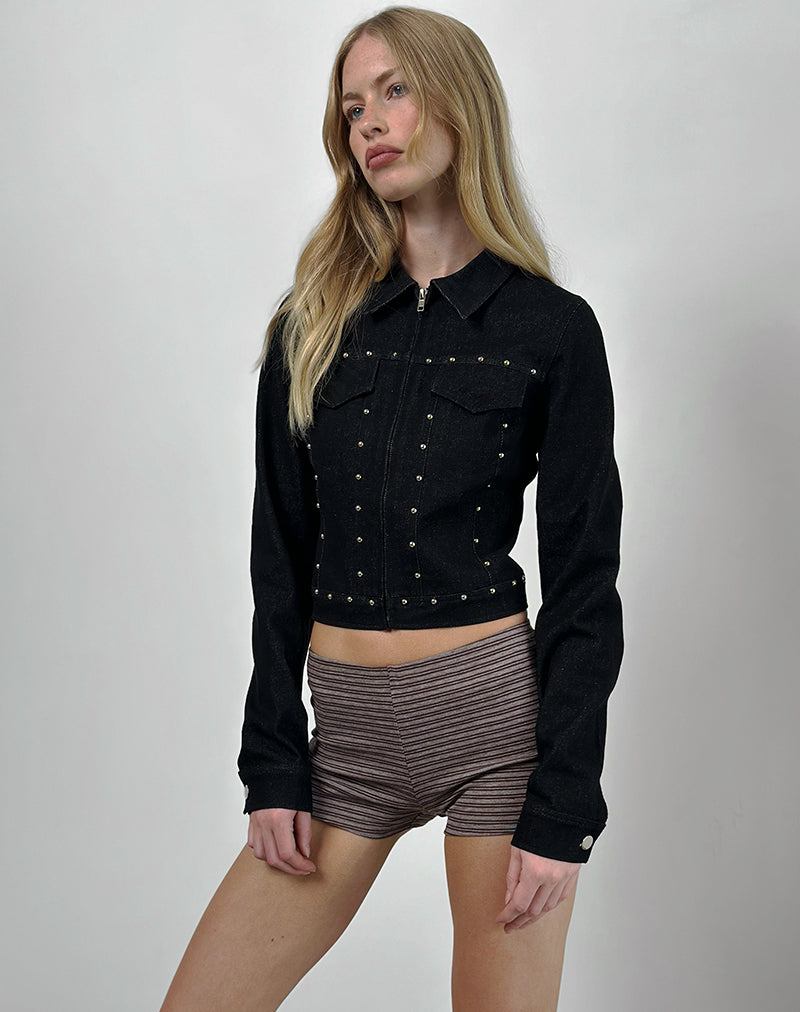 Imagen de Ronira Chaqueta Chambray Tachuelas en Negro