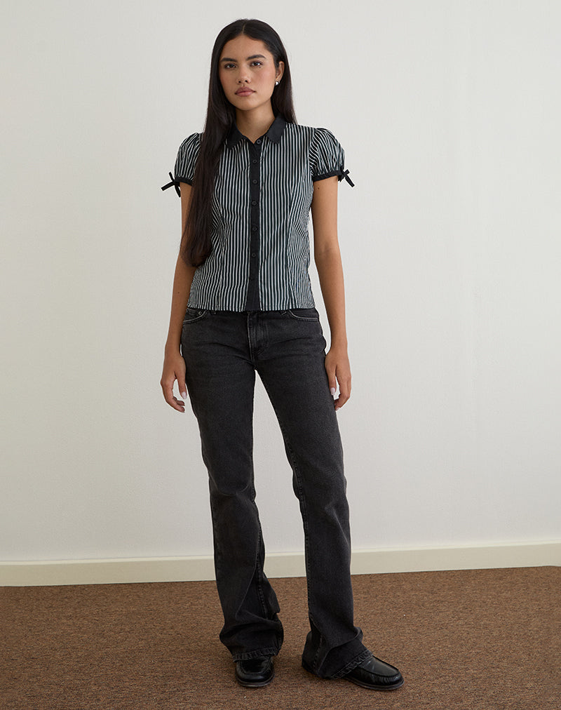 Imagen de Rosabe Blusa en Negro y Gris Monostripe