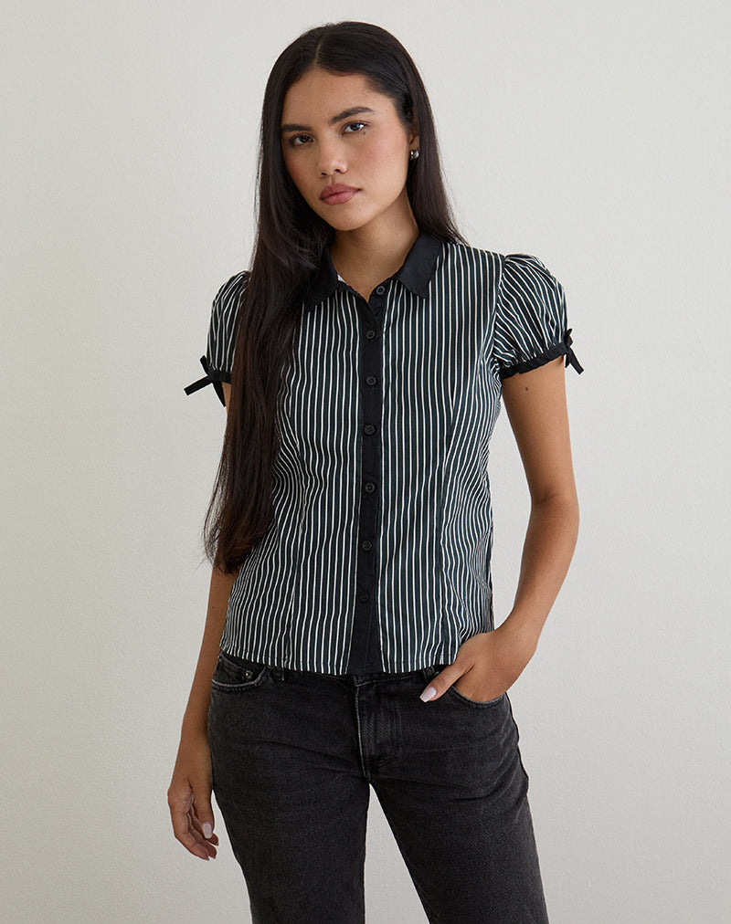 Blusa Rosabe de rayas negras y grises