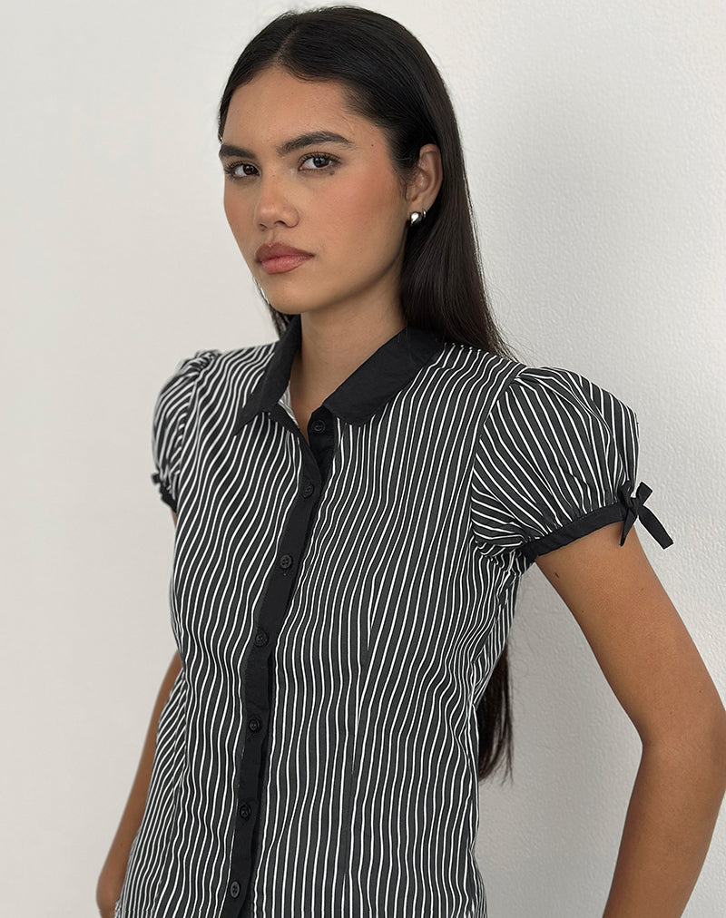 Blusa Rosabe de rayas negras y grises