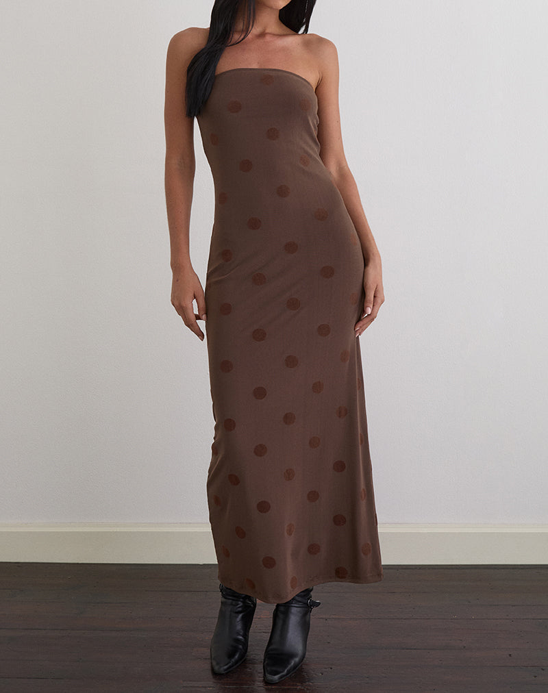 Imagen de Rosaga Maxi Dress in Big Polka Flock Marrón