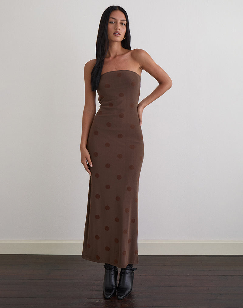 Imagen de Rosaga Maxi Dress in Big Polka Flock Marrón
