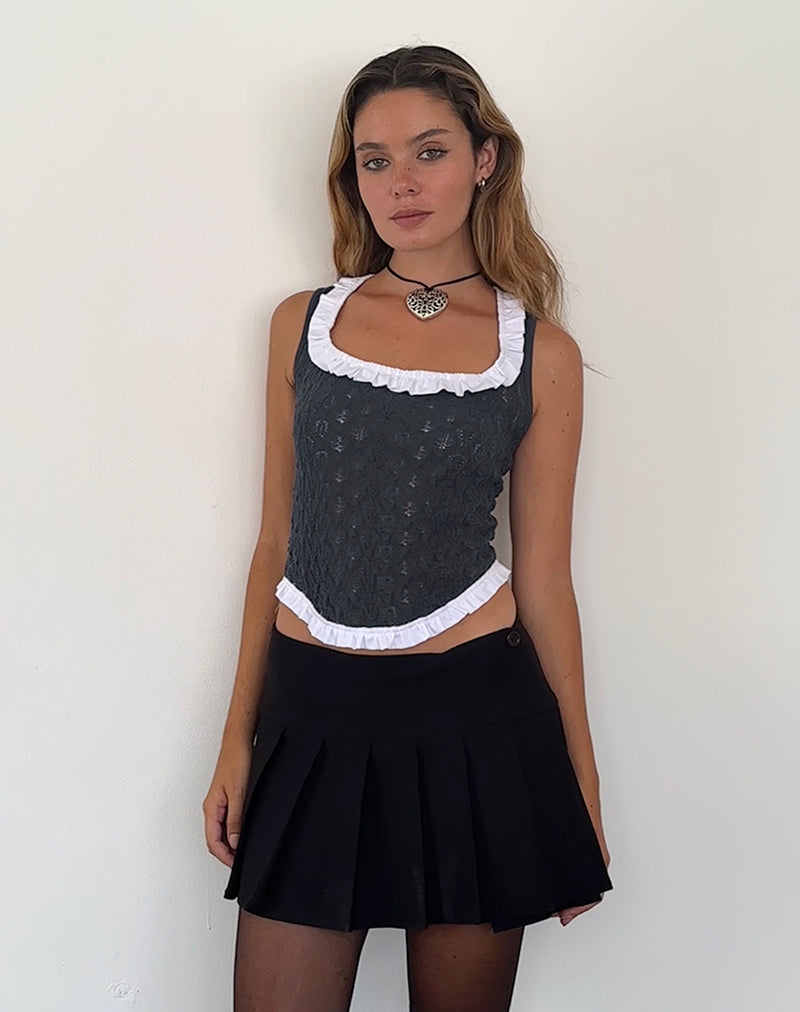 Imagen del chaleco Roslyn Pointelle en gris oscuro