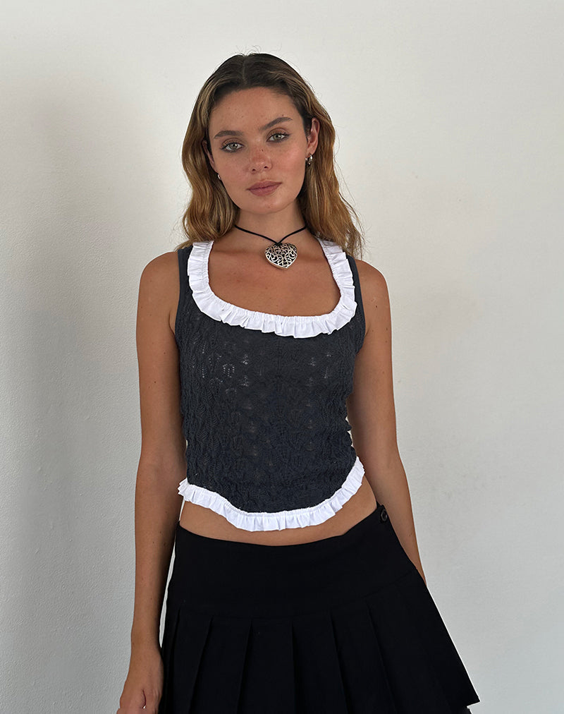 Chaleco Roslyn Pointelle en gris oscuro