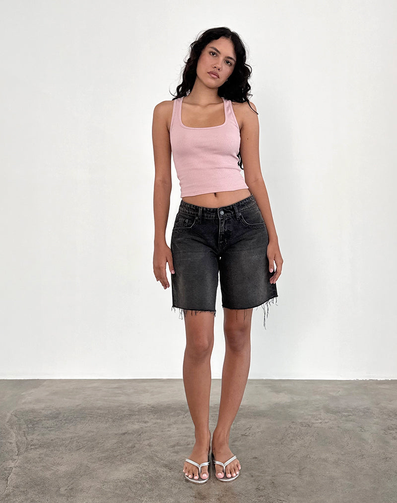 Top Chaleco Acanalado Roxe en Rosa Dama