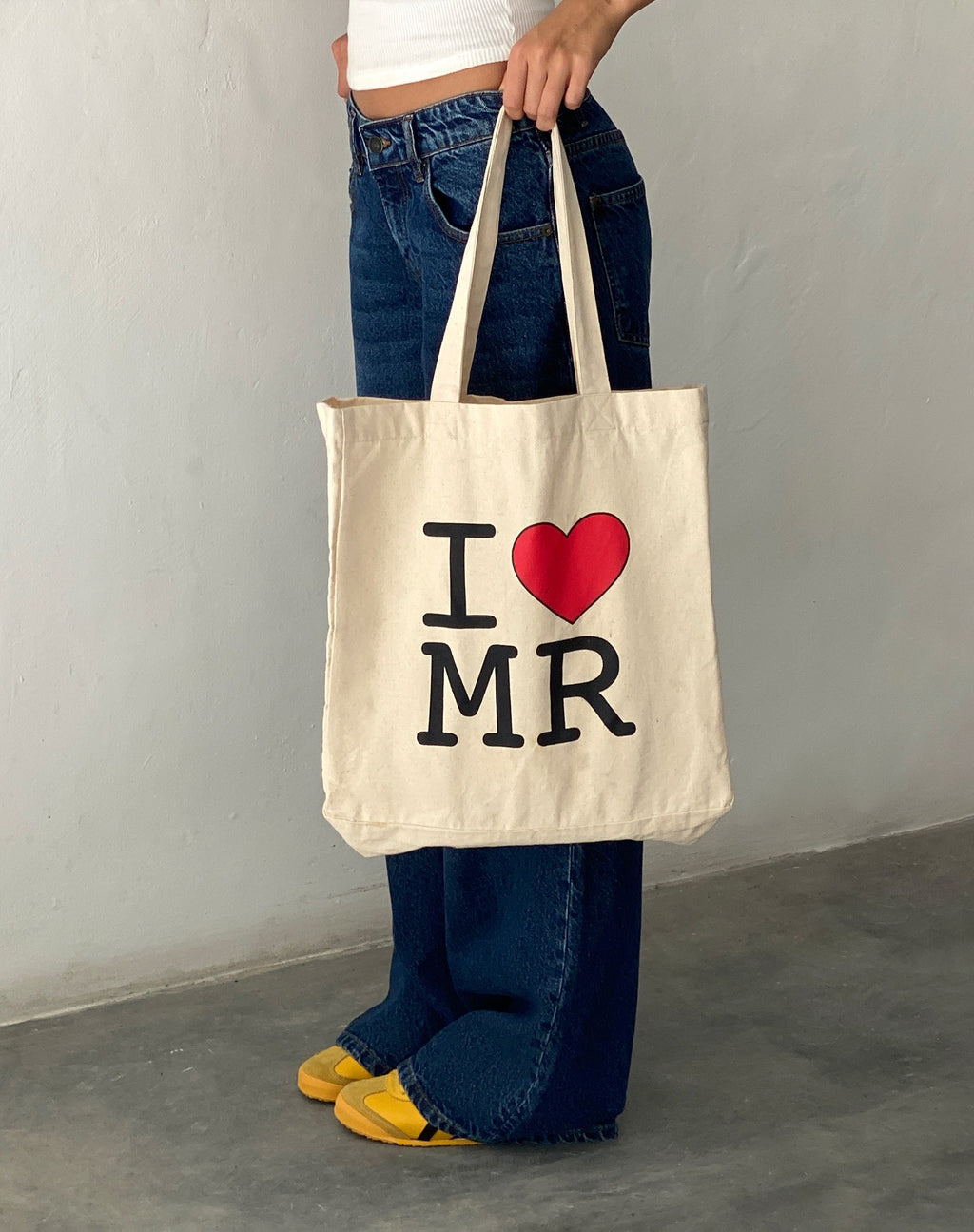 Bolso de mano I Heart MR en blanco roto