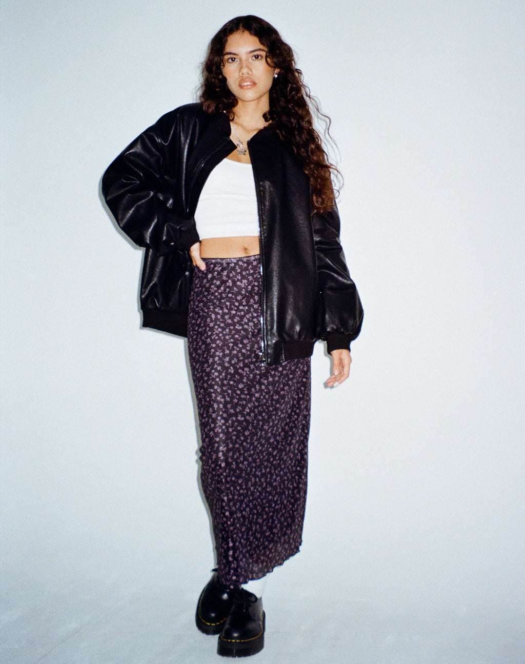 Lassie Maxi Falda en Negro Dark Ditsy Rose