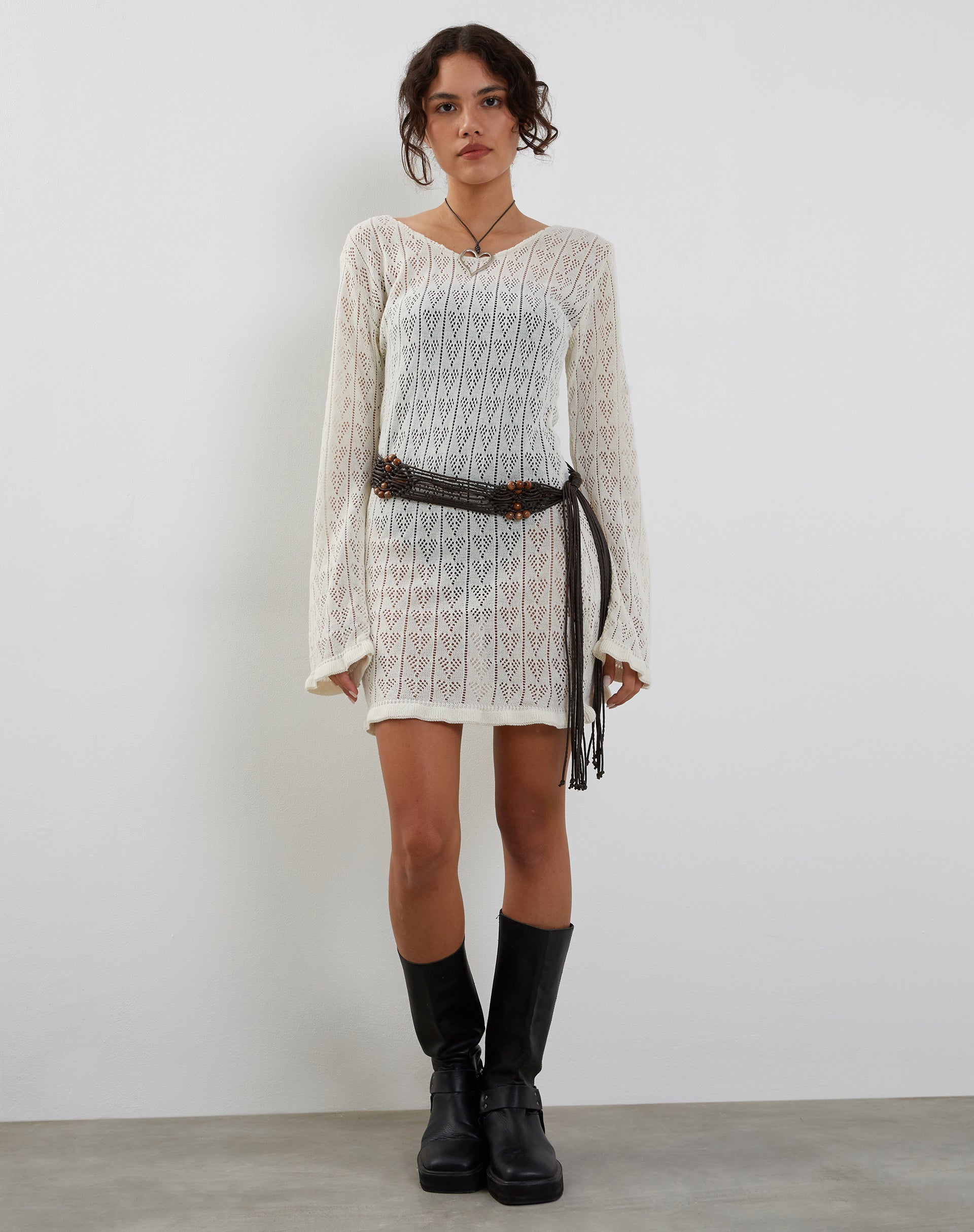 Imagen de Rue Mini vestido de punto en marfil