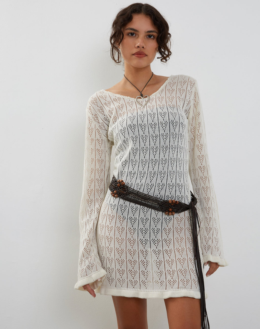 Mini Vestido de Punto Rue en Marfil