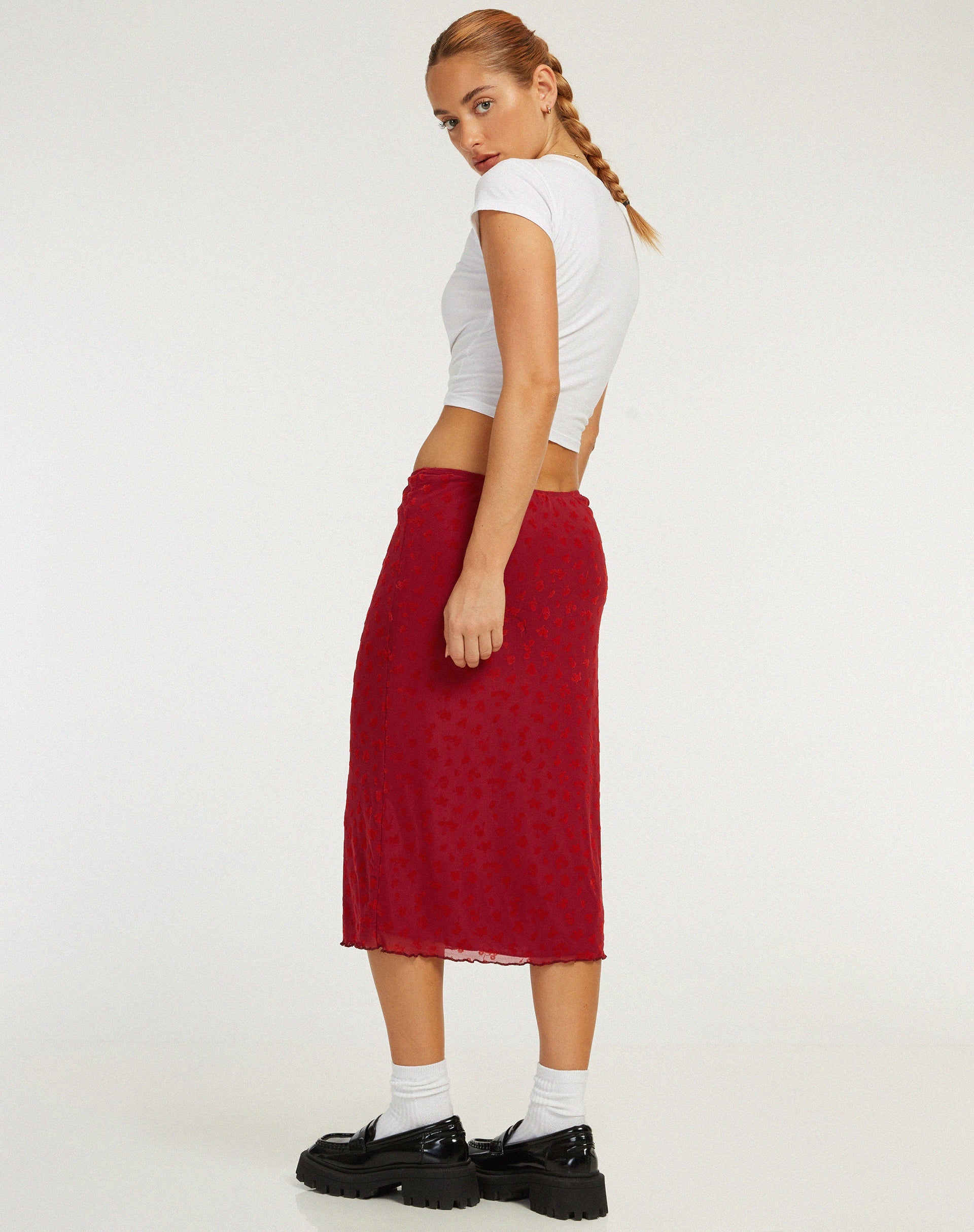 imagen de Rujha Midi Skirt in Red Flock Mesh