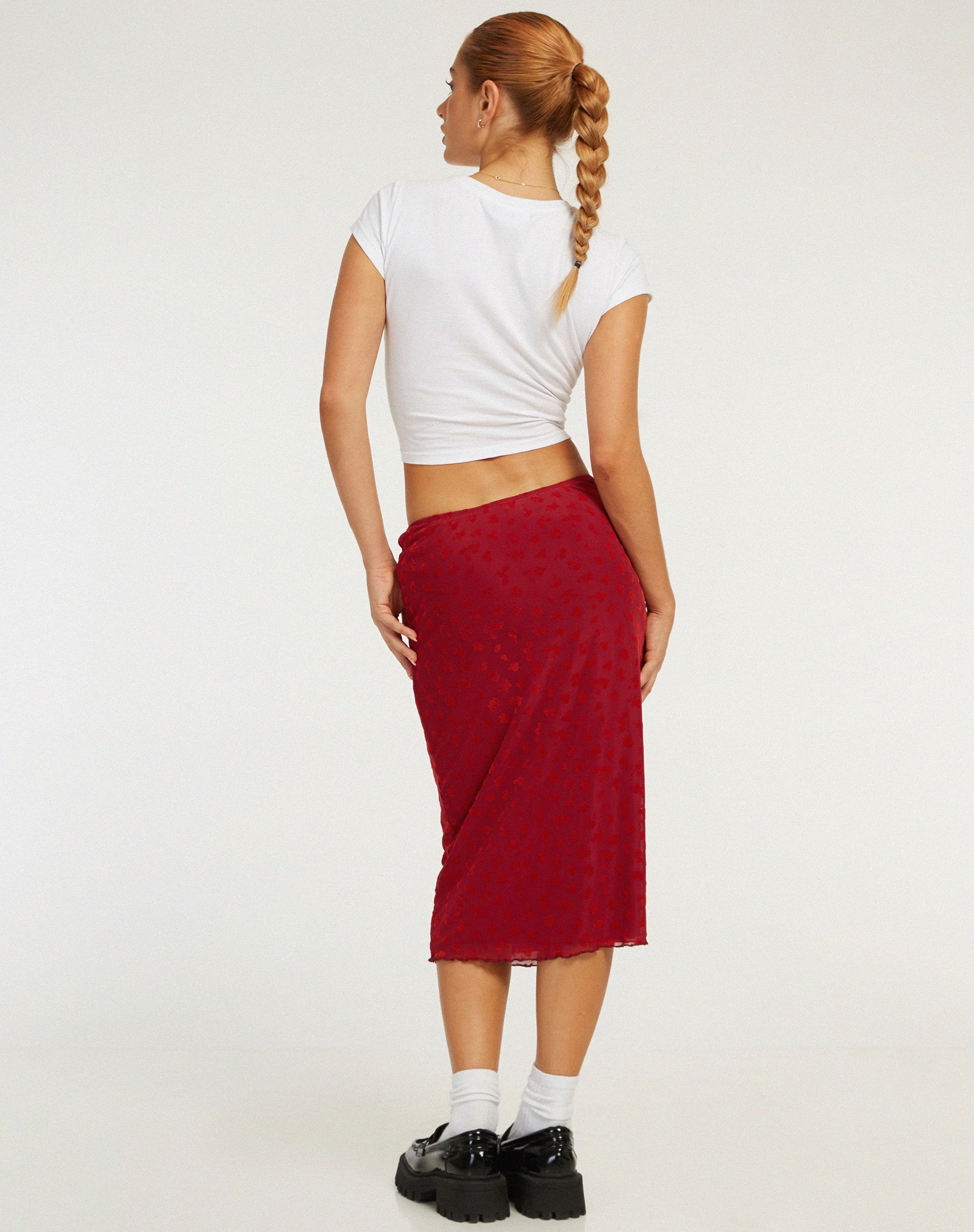 imagen de Rujha Midi Skirt in Red Flock Mesh
