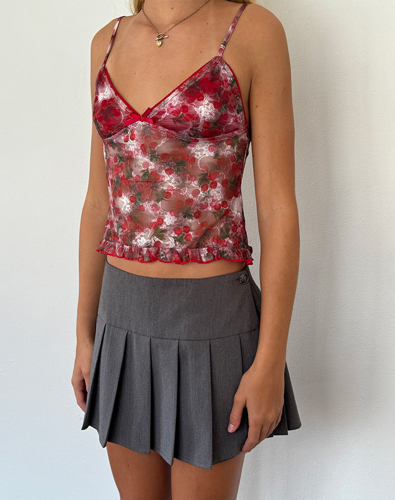 Top Rumaysa en encaje estampado Cereza