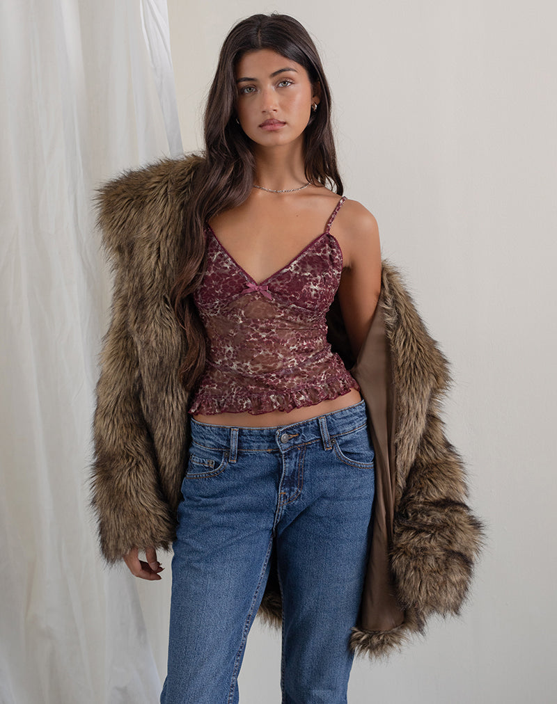 Imagen de Rumaysa Top de encaje estampado y manchas abstractas de leopardo