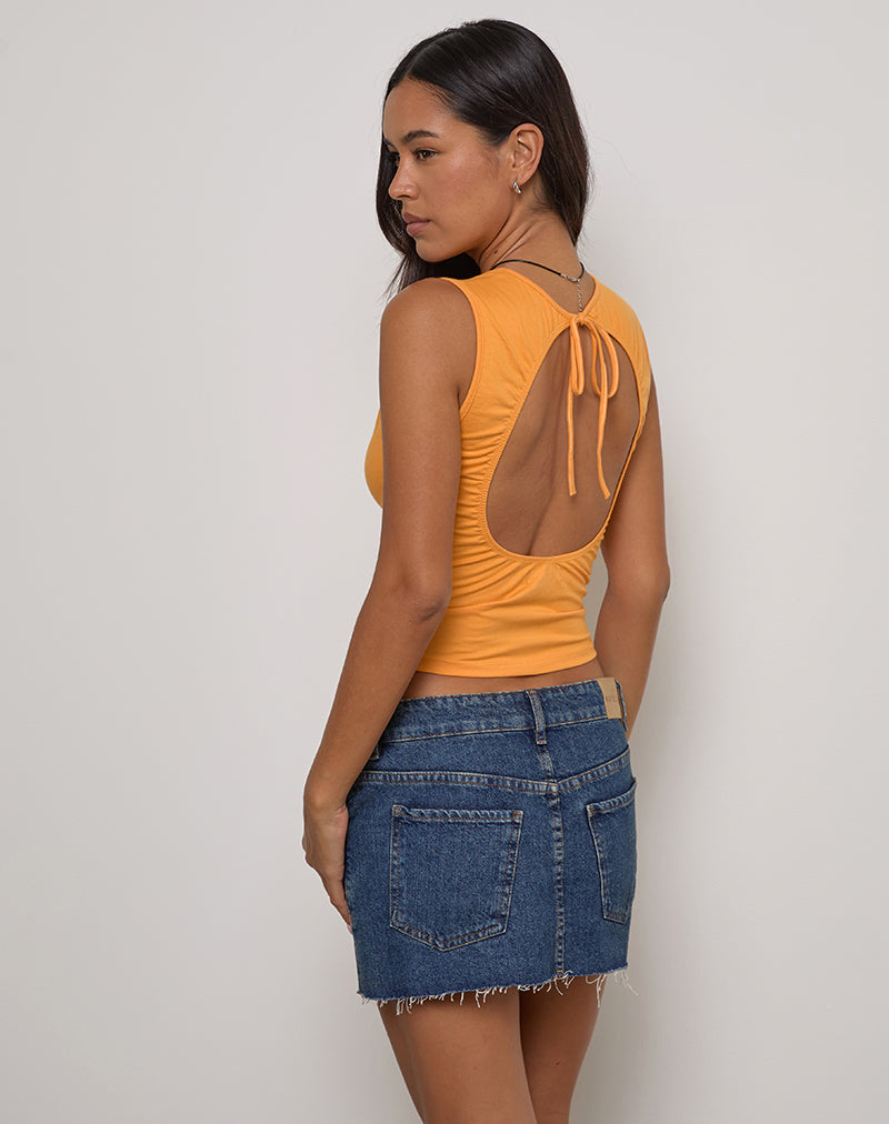 Camiseta de tirantes sin espalda Runaba en naranja descolorido