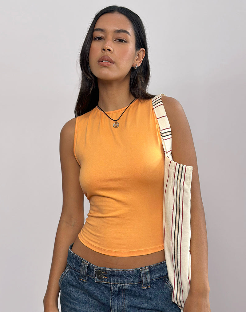 Imagen de Runaba Camiseta de tirantes sin espalda en naranja desteñido