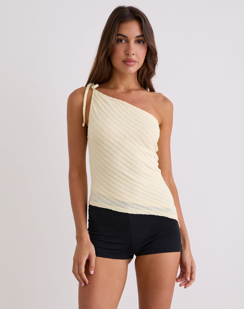Top Rusana de punto diagonal transparente Buttercream